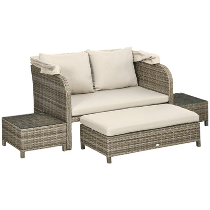 Tuinset – Loungeset – Lounge Meubel – Buitenmeubilair – Voetsteun – Weerbestendig Gegalvaniseerd Metaal – Comfortabele Afritsbare Kussens