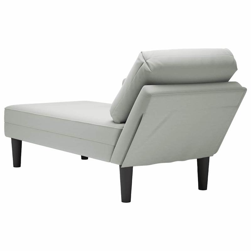 Chaise Longue – Loungebank – Ligbank – Loungebed – Relaxfauteuil – Lichtgrijs Velvet – Inclusief Kussen – Rechter Armleuning