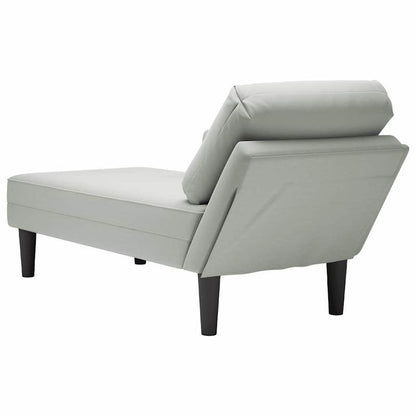 Chaise Longue – Loungebank – Ligbank – Loungebed – Relaxfauteuil – Lichtgrijs Velvet – Inclusief Kussen – Rechter Armleuning