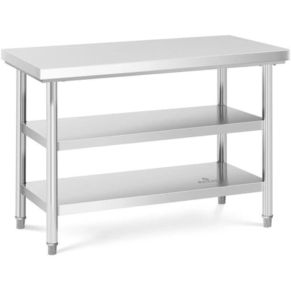 RVS Werkbank – Werktafel – Werkbankje – Werkoppervlak – Werkmodule – Roestvrij staal – 3 Niveaus – 120x60 cm – Draagvermogen 600 kg