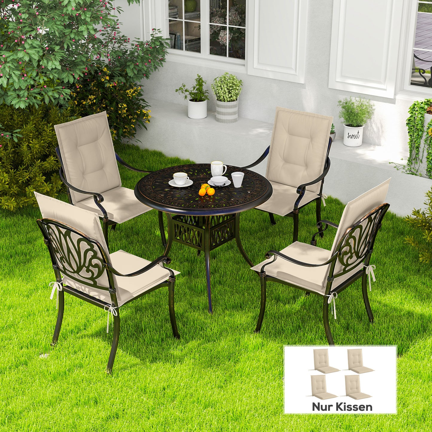 Tuinkussens – Stoelkussens – Zitkussens – Tuinstoelkussens – Kussen Set Beige – 108 x 50 x 5 cm – Water- en UV-bestendig Polyester