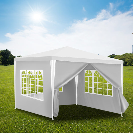 Partytent – Paviljoen – Vouwtent – Easy-Up Tent – Feesttent – Met Zijwanden – 3x3 Meter – Waterdicht PE Stof - Wit