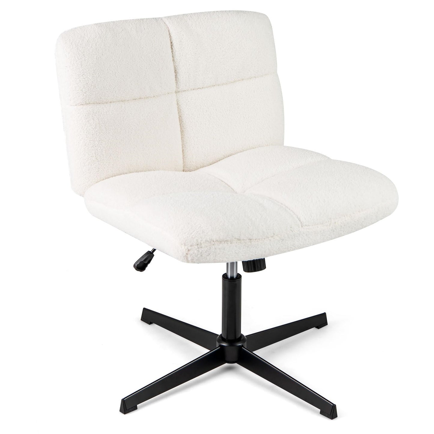 Bureaustoel – Office Chair – Werkstoel – Studeerstoel – Make-up Stoel – Verstelbare Zithoogte – Schommelingsfunctie – Beige – Armless – Comfortabel Schuim