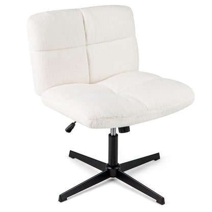 Bureaustoel – Office Chair – Werkstoel – Studeerstoel – Make-up Stoel – Verstelbare Zithoogte – Schommelingsfunctie – Beige – Armless – Comfortabel Schuim
