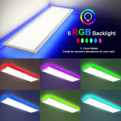 LED Plafondpanelen – LED Plafondlampen – Panelen Verlichting – Plafondverlichting – RGB Plafondlamp – Set Van 2 – 120 cm – Stepless Dimbaar Met Afstandsbediening – Ultra-Dun 40W 3000K-6500K