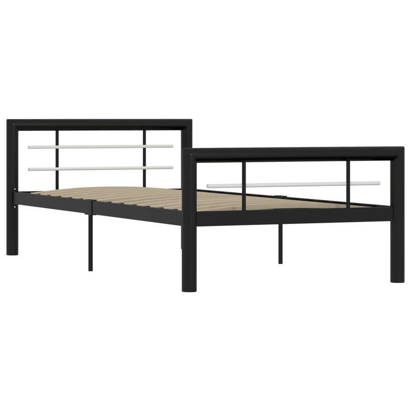Contemporary Metal Bed Frame with Transparent Headboard - 90x200cm, Black & White Minimalist Design, Sturdy Metal Frame, Easy Assembly, No Electricity Needed, Perfect for Modern Bedroom Decor, Bedroom Furniture, Minimalist Be