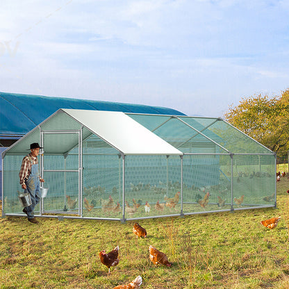 Extra Large Heavy-Duty Chicken Coop & Poultry pen - 3x6x2m Outdoor enclosure with Lockable Doors, Galvanized Steel Frame & PE Roof - Spacious hen house for Chickens, Ducks, Rabbits, Goats - Easy Assembly, Predator-Proof Desig