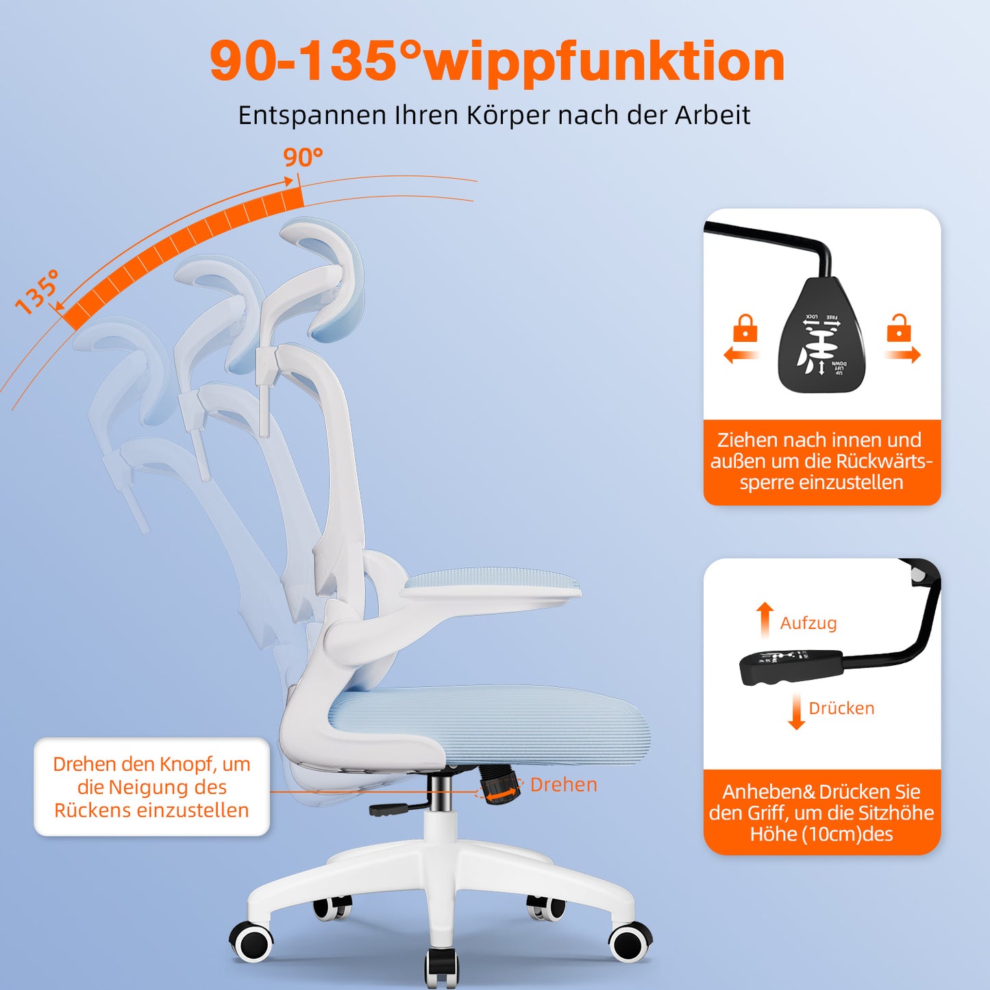 Office Chair with Adjustable Headrest, Armrests, and Lumbar Support, Load Capacity up to 150 kg