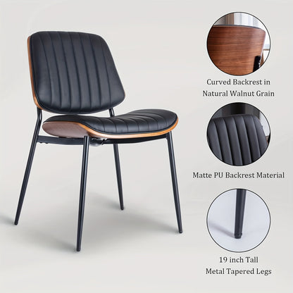 Eetkamerstoelen – Keukenstoelen – Retro Stoelen – Bistro Stoelen – Tafels Stoelen – Zwart Kunstleer – Memory Foam Zitting – Stevig Metalen Frame