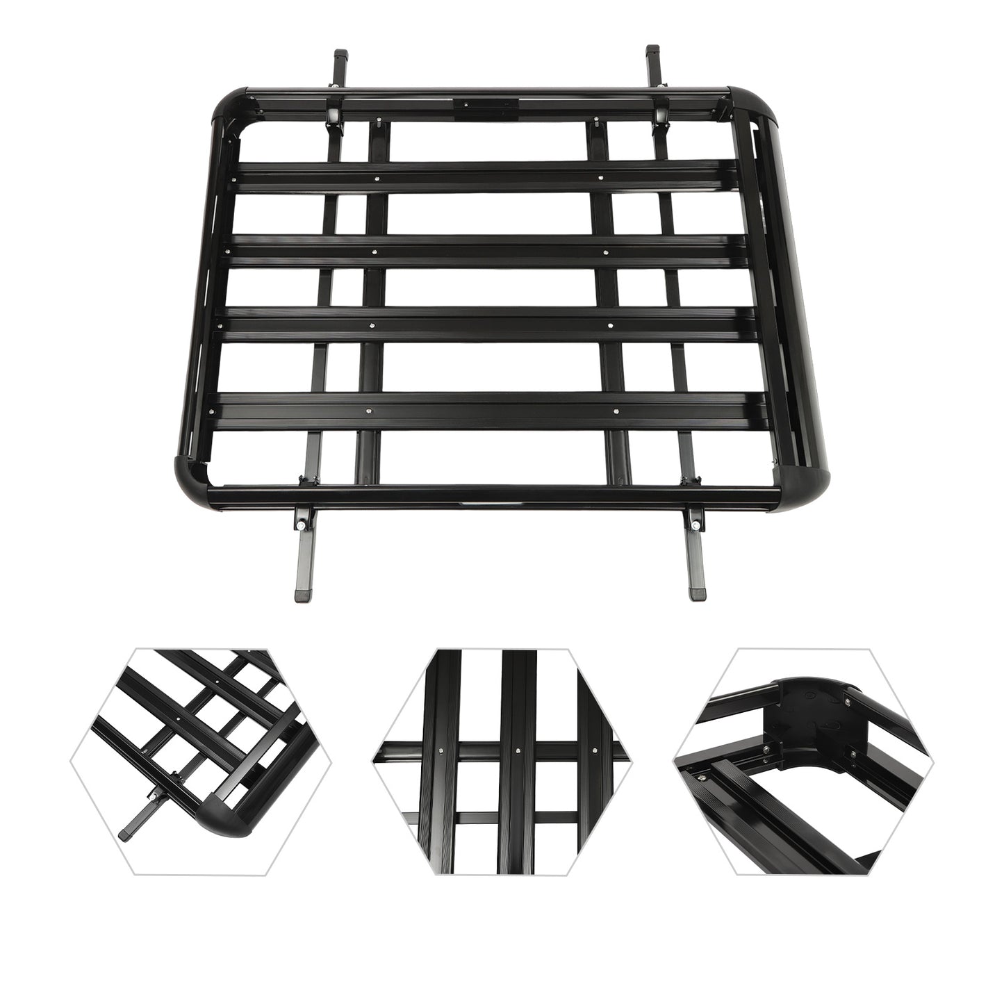 Universele Dakdrager Auto – Dakkoffer Drager – Bagagerek Roofrack – Luggage Carrier – Zwart Aluminium – 140x100 cm – Geschikt Voor SUV Met Bouwdak – Belastbaar Tot 150 kg