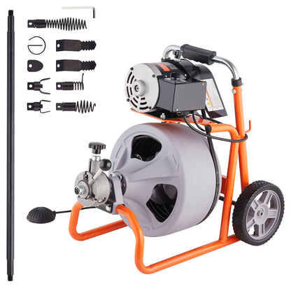 Ontstopper – Rioolontstopper – Gootsteenontstopper – Toiletontstopper – Afvoerontstopper – 30 Meter Stalen Kern – Automatische Kabelvoeding Met Voetbediening