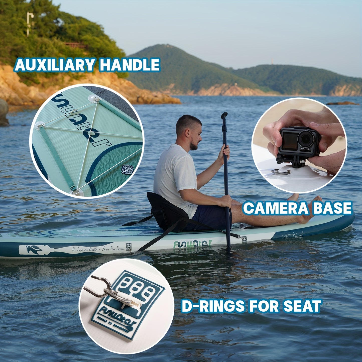 Paddleboard – SUP Board – Opblaasbaar Board – Stand Up Paddle – SUP Watersport – Lichtgewicht – Duurzaam PVC – Blue Pig Light Wave