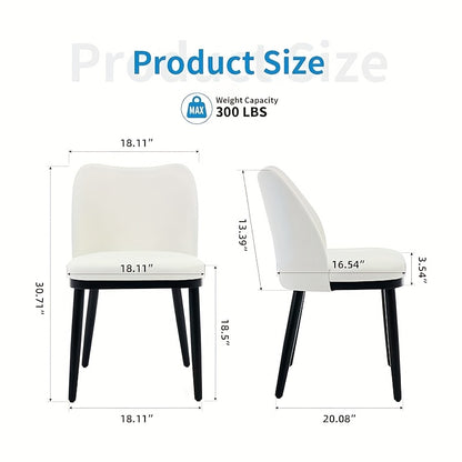 Set of 2 Modern White & Black Fabric Dining Chairs with Padded Seats & Legs - Heavy-Duty Bohemian Style Kitchen Table Chairs, Easy-Clean Upholstery for Home, Restaurant, Cafe (White/Black, Frame), Mid Century Modern, Space Sa