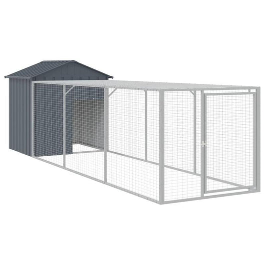 Kippenhok – Kippenren – Pluimveehok – Buitenhok – Dierenhok – Antraciet – 117x405x123 cm – Gegalvaniseerd Staal – Ruime Loopruimte – Duurzaam & Weerbestendig