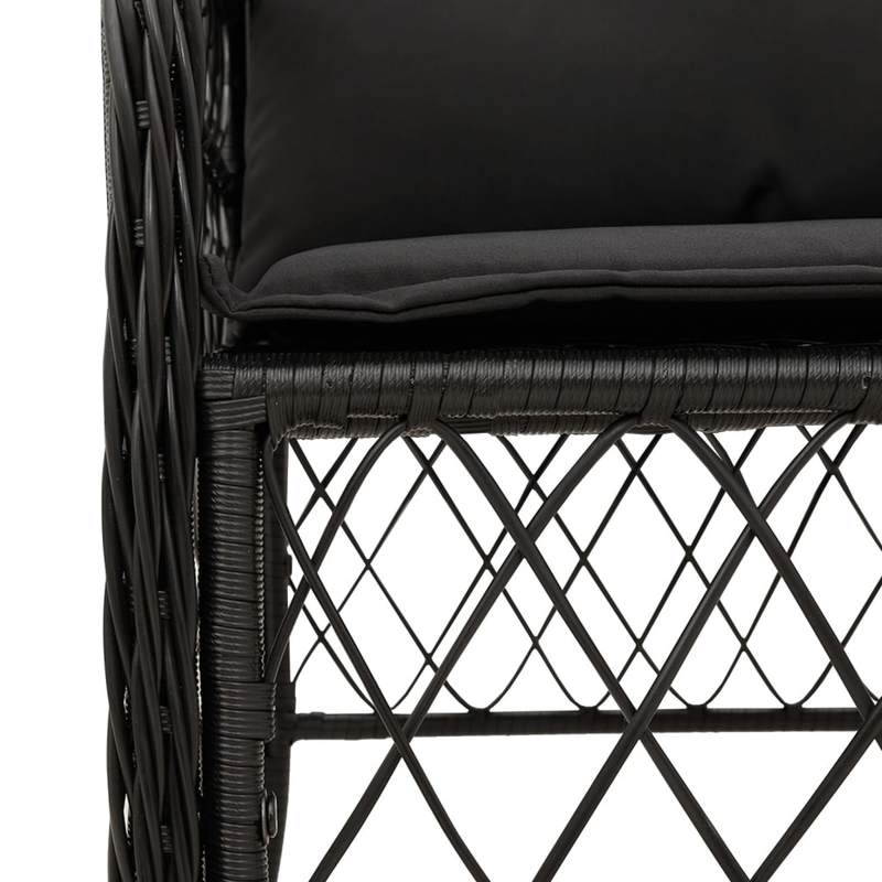Tuinset – Tuinmeubel – Terrasmeubilair – Buitenmeubilair – Loungeset – Zwart Poly Rattan – Weerbestendig & Comfortabel – Moderne Strakke Design