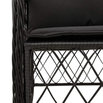Tuinset – Tuinmeubel – Terrasmeubilair – Buitenmeubilair – Loungeset – Zwart Poly Rattan – Weerbestendig & Comfortabel – Moderne Strakke Design