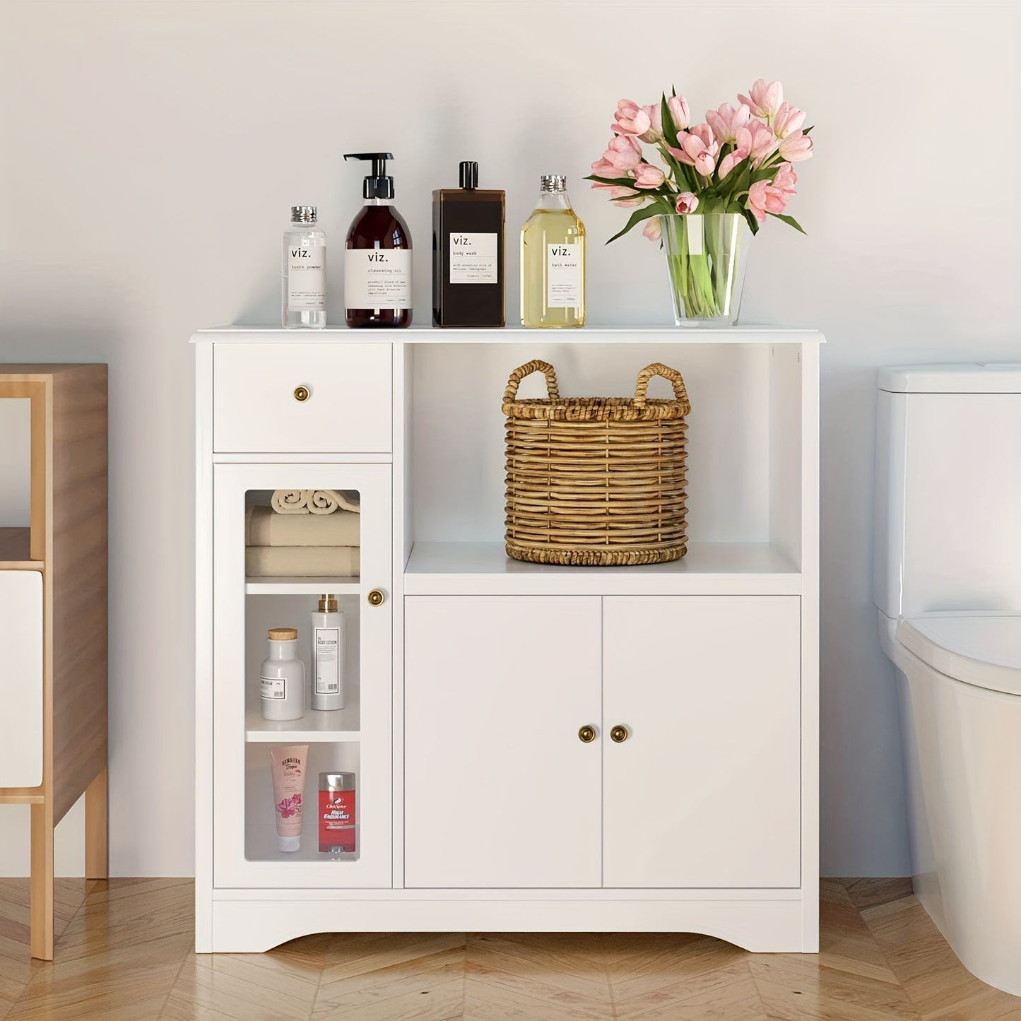 Kealive Kitchen Storage Cabinet Sideboard Featuring a Microwave Stand, Adjustable Shelves, And Doors Suitable for The Kitchen, Dining Room, Or Living Room, in White, Measuring 90 X 40 X 82 Cm.