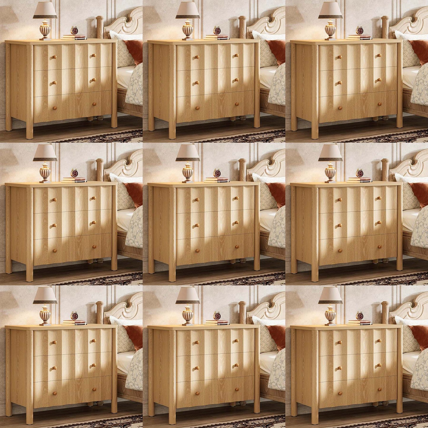 Nachtkastje – Bijzettafel – Ladekast – Nachtkast – Bedkast – Extra breed – 3 Laden – Natuurlijk Eikenhout – Softclose – MDF
