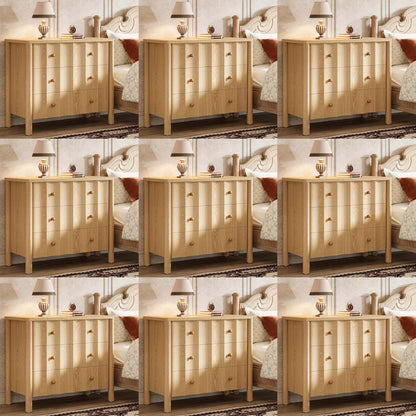 Nachtkastje – Bijzettafel – Ladekast – Nachtkast – Bedkast – Extra breed – 3 Laden – Natuurlijk Eikenhout – Softclose – MDF
