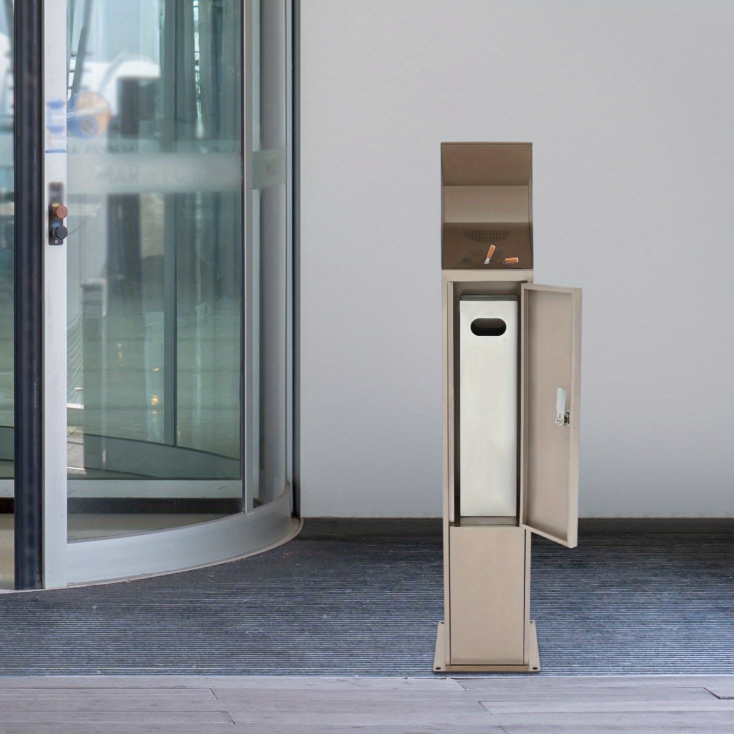 Outdoor/ Standing Cigarette Butt Disposal - Heavy-Duty Stainless Ashtray with Open-Top Design & Hygienic Ash Collector, Self-Standing Cigarette Bin for Public Spaces, Parks, Bars, Restaurants - Easy-Clean (No Required
