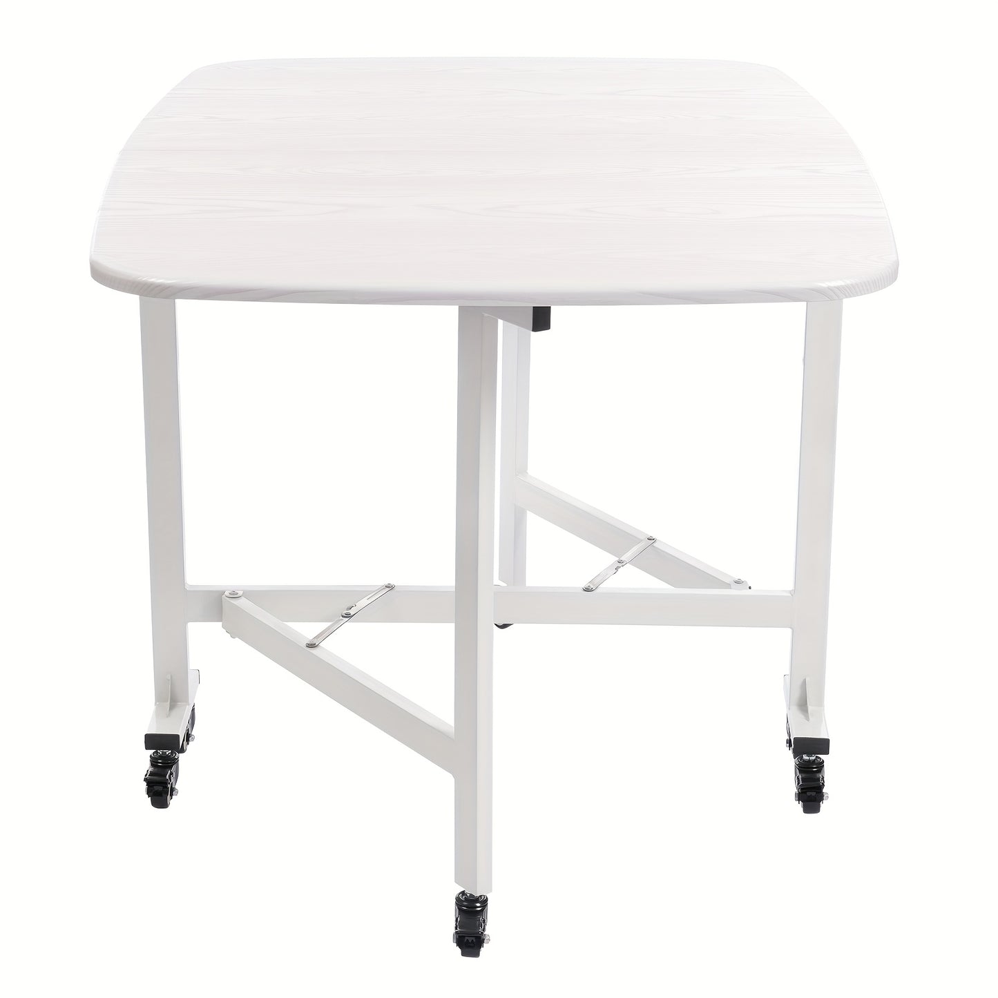 Opvouwbare Eettafel – Inklapbare Tafel – Uitklapbare Tafel – Compacte Tafel – Flexibele Tafel – Wit – 120x80x75 cm – 6 Wieltjes Met Remmen