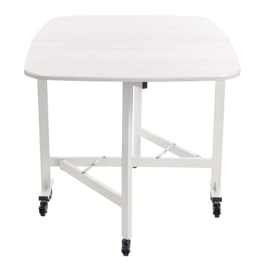 Opvouwbare Eettafel – Inklapbare Tafel – Uitklapbare Tafel – Compacte Tafel – Flexibele Tafel – Wit – 120x80x75 cm – 6 Wieltjes Met Remmen