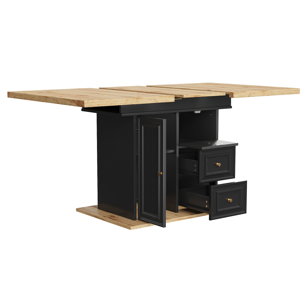 Extendable Wooden Dining Table | 110 x 80 x 75 cm, Extends up to 140 cm, Suitable for Dining Rooms, Kitchens, or Patios, Mixed Color, Contemporary Style