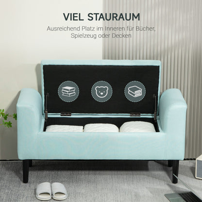 Opbergkist – Opbergbox – Opbergbank – Opbergstoel – Opbergmand – Groen Linnen-achtig Polyester – Stevig Rubberhout – 100 x 40 x 44 cm