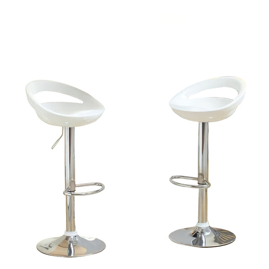 Barstoel – Barkruk – Barstoelset – Keukenstoel – Barstoel met rugleuning – Set van 2 – 360° Draaibaar – Verstelbare Zithoogte 55-75 cm – ABS Kunststof – Chroom Stalen Onderstel