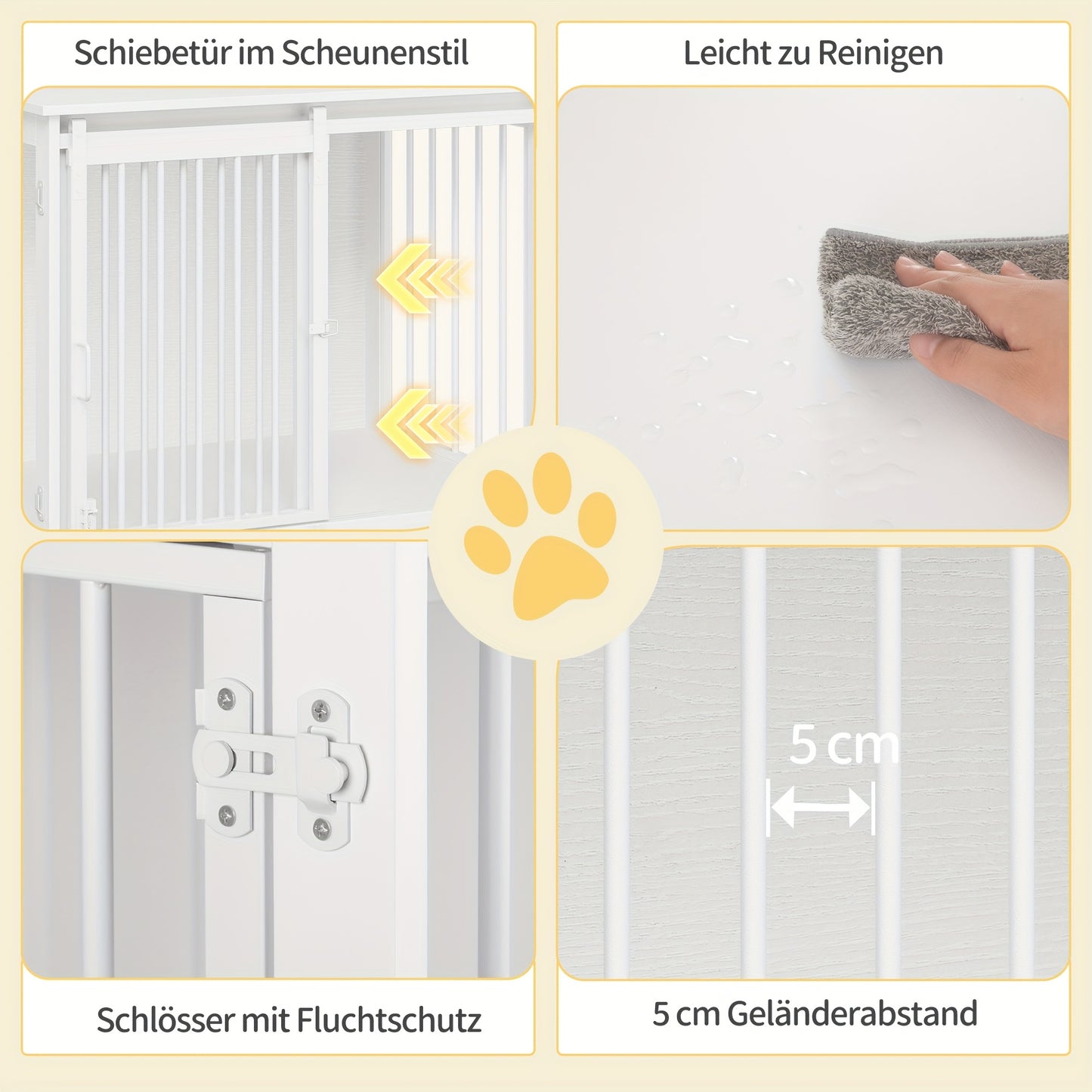 Hondenbench – Hondenkooi – Hondenbox – Hondenhok – Hondenren – Modern Wit MDF Hout – 2 Schuifdeuren – Geschikt Voor Kleine en Middelgrote Honden – Afmetingen 55x81x67,5 cm