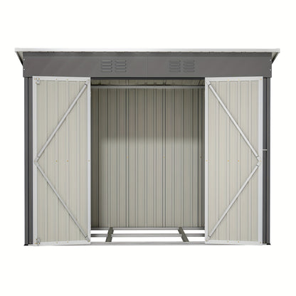 Metalen Tuinschuur – Tuinberging – Tuinhuisje – Opslagschuur – Fietsenberging – Gegalvaniseerd Staal – Ventilatie En Sluitbaar Deursysteem – 244x122 cm Grijs
