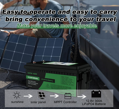 12V 300Ah LiFePO4 Accu – Lithium Accu – Deep Cycle Accu – Zonnepaneel Accu – Camper Accu – Ingebouwd 200A BMS – Meer dan 8000 Cycli Levensduur