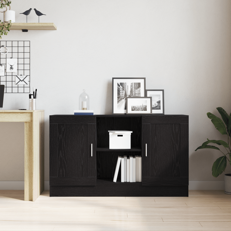 Black Oak Sideboard 120x30.5x70 cm Engineered Wood Storage Cabinets/TV Cabinets/Hallway Cabinets/Sideboards. This modern sideboard features an elegant, durable, weather-resistant, and moisture-resistant wooden structure with