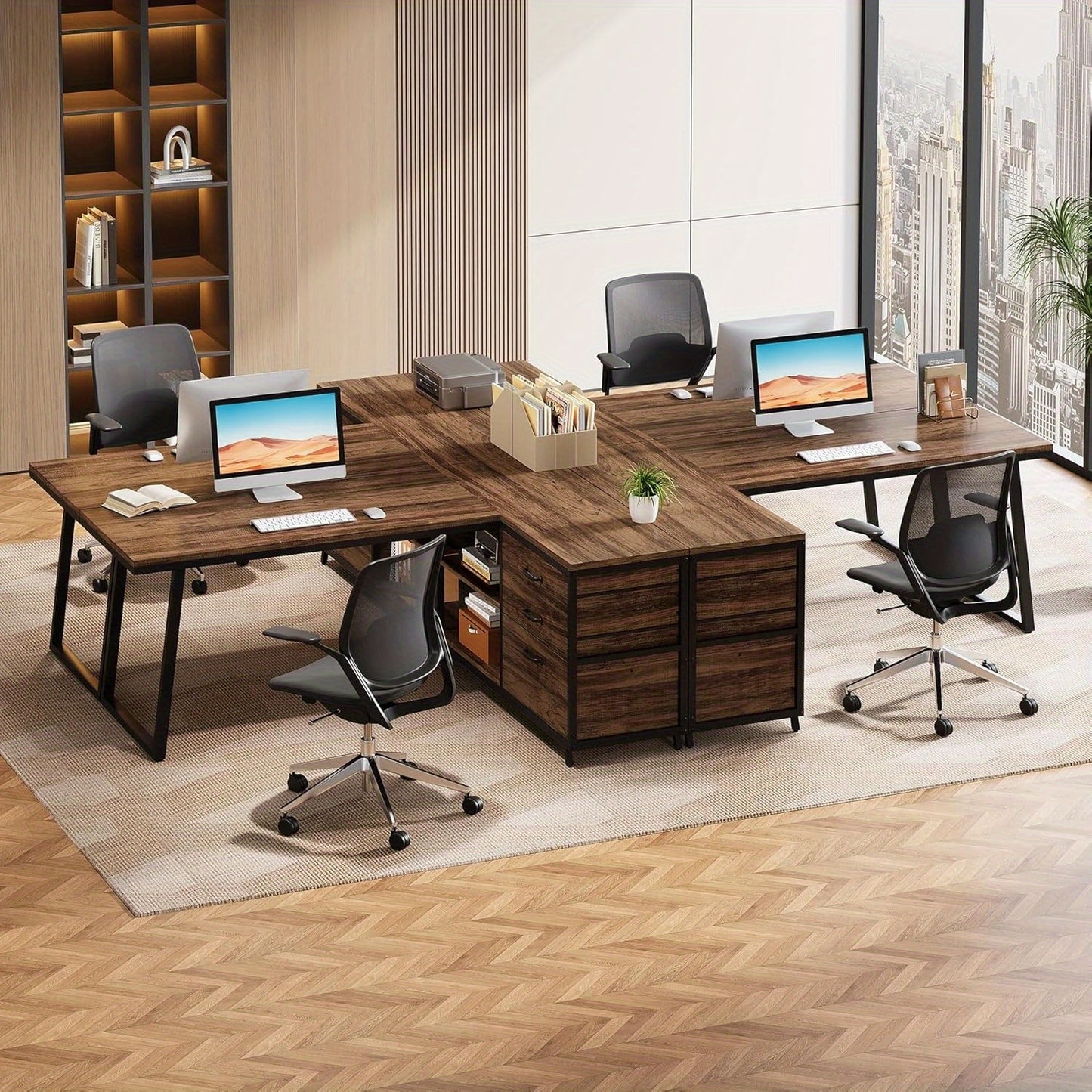 Hoekbureau – L-vormig Bureau – Computerbureau – Schrijftafel – Gamestoel – Omkeerbaar Design – Groot Werkblad 135 cm – Bruin Kunst- en Spaanplaat