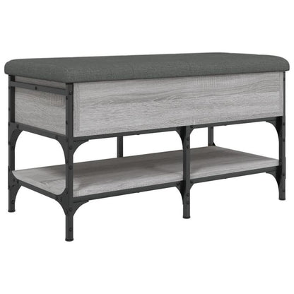 Modern Gray Sonoma Shoe Bench with Cushioned & Storage - Frame & Particleboard, Padded Entryway Bench with Shoe Rack, Space-Saving Freestanding Furniture (Under 68.58cm Height, <3.2 Cu Ft) for Hallway, Mudroom, Small