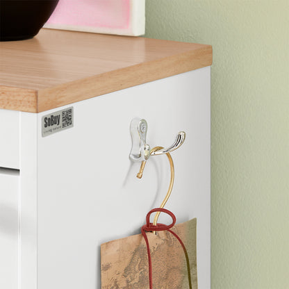 Schoenenkast – Schoenenrek – Schoenopbergkast – Schoenenvak – Schoenendecoratie – Wit Eikenhout – 2 Klapdeuren en Glazen Plank