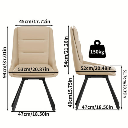 Draaistoel – Eetkamerstoel – Stoel – Bureaustoel – Kuipstoel – 360° Draaibaar – Licht Kaki Microvezelstoffering – Set van 2 – 47x47x94 cm