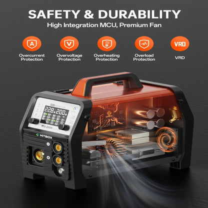 Lasmachine – Mig Lasmachine – Tig Lasmachine – Aluminium Lasser – Mig200 Multiprocessor – 7-in-1 Multifunctioneel – IGBT Inverter met LED Display – Thermische Beveiliging