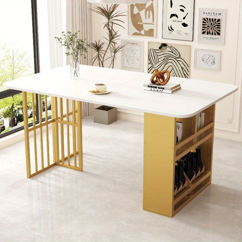 2-delige Buitentafel Set – Koffietafel – Bijzettafel – Tuinset – Patio Meubels – Stalen Frame – Marmerlook Tafelblad – Weerbestendig – Modern Geometrisch Design