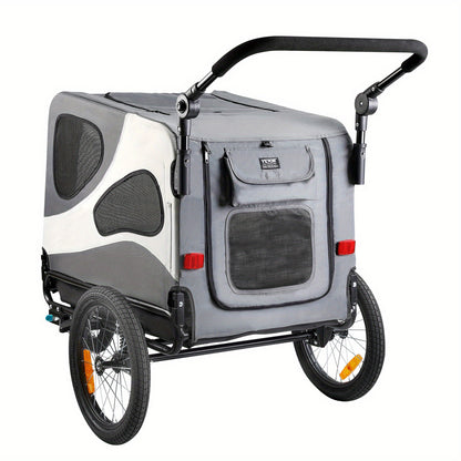 Hondenfiets-aanhanger – Hondenaanhanger – Fietsbuggy – Hondenbuggy – Dog stroller – Geschikt tot 45 kg – Stevig metalen frame – Snelle wielvergrendeling