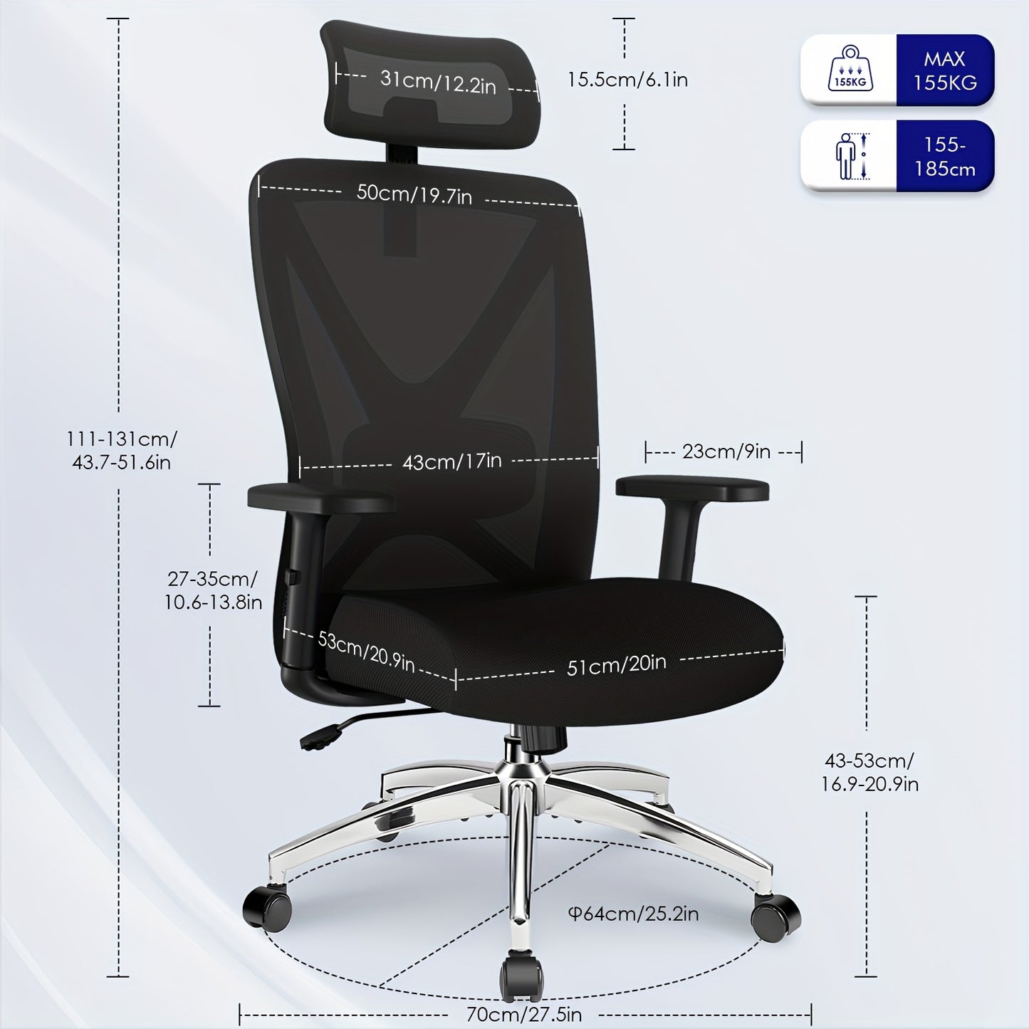 Authmic Office Chair Features Ergonomic Design With Adjustable Armrests, 3D Lumbar Support, And A Headrest. This Executive Chair Includes Swivel Functionality And A Set Of Silent Casters, Supporting Up To 200 Kg.