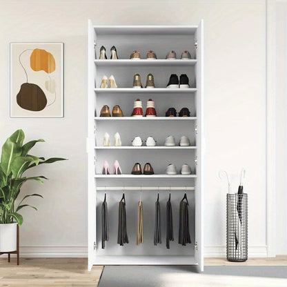 Schoenenkast – Schoenenopberger – Schoenenrek – Halkast – Smalle Schoenenkast – Massief Houten Kast – 80x39x180 cm – Duurzaam Wit Design