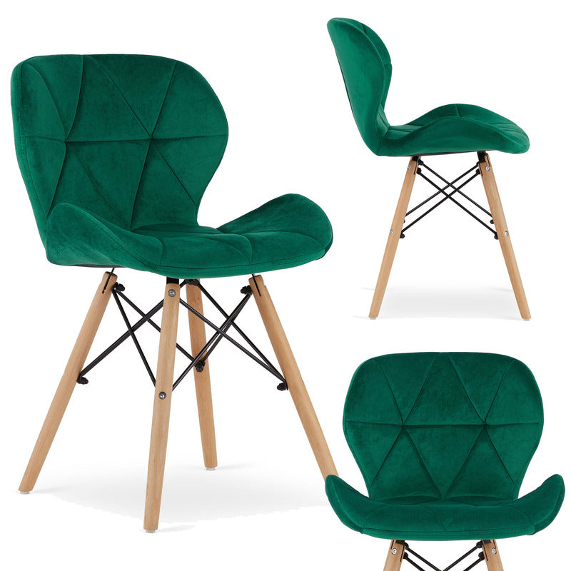 Stoel – Eetkamerstoel – Bureaustoel – Fauteuil – Kuipstoel – Velvet Bekleding – Massief Beukenhout – 120 kg Draagkracht – Moderne Groene Velvet Stoel