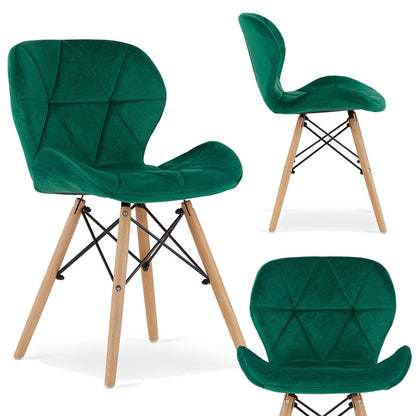 Stoel – Eetkamerstoel – Bureaustoel – Fauteuil – Kuipstoel – Velvet Bekleding – Massief Beukenhout – 120 kg Draagkracht – Moderne Groene Velvet Stoel