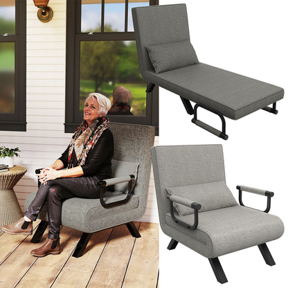 3-in-1 Slaapstoel – Slaapstoel – Sofa Bed – Slaapfauteuil – Opvouwbare Stoel – Donkergrijs – Verstelbare Rugleuning – Comfortabele Foamvulling