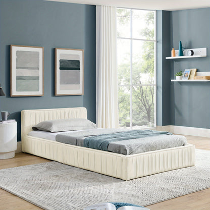 Tweepersoonsbed – Double Bed – Slaapbed – Bedframe – Bed – Modern Design – Zachte Chenille Bekleding – Stevig Houtenvrij Frame – Donkergrijs