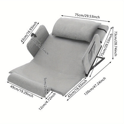 Verstelbare Bedrugleuning – Bedsteun – Rugsteun – Stoelrugleuning – Armsteunen – Comfortabel Linnen Kussen – Hoogwaardig Koolstofstaal Frame