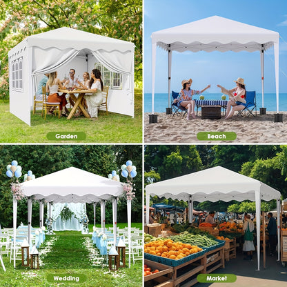 Vouwpaviljoen 3x3 Meter – Tuinpaviljoen – Partytent – Opvouwbare Tent – Schaduwdoek – Wit – UV Bescherming 50+ – Stevig Gepoedercoat Stalen Frame