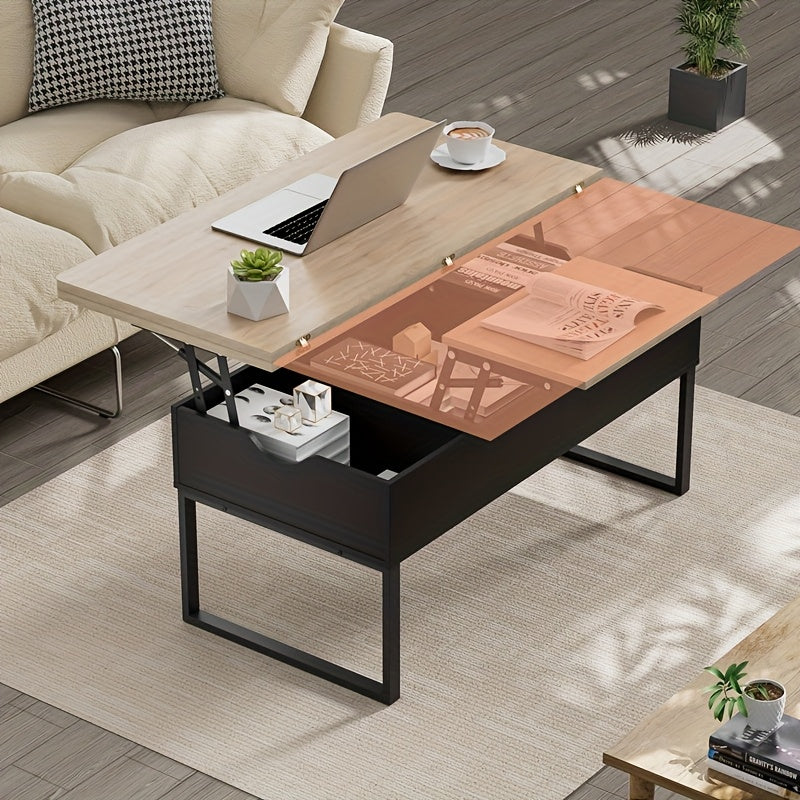 Salontafel – Koffietafel – Bijzettafel – Woonkamertafel – Eettafel – Verstelbaar Lift-Top – Ruime Opbergruimte – Compact 100x50/100x100 cm – MDF Houtbruin