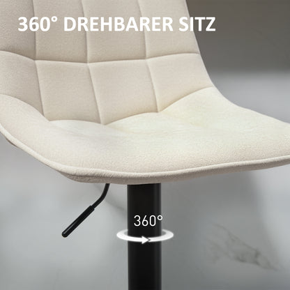 Barstoel – Barkruk – Barstoel Kruk – Keukenstoel – Barkrukset – Verstelbaar 63-84 cm – 360° Draaibaar – Chenille Bekleding – Stalen Frame